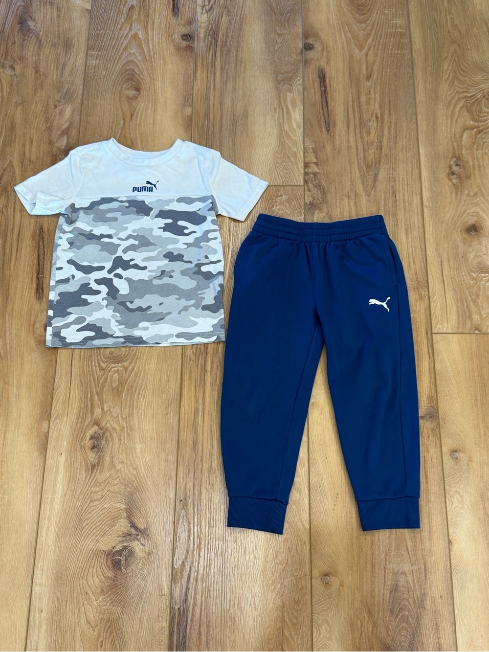 Puma White & Blue Camo Tee with Blue Joggers